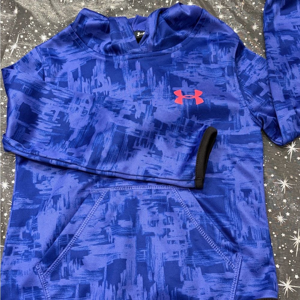 Under Armour Blue Performance Hoodie with Pink Logo Accent